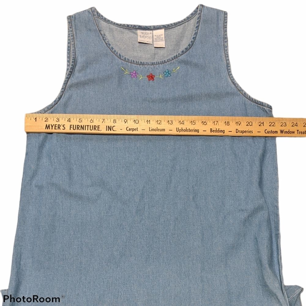 Bleu Bayou 2 PC jumper set size large vintage denim chambray embroidered modest - Picture 3 of 14
